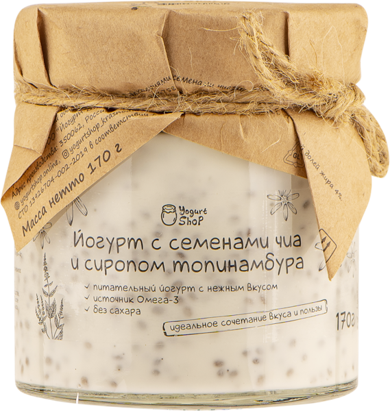Изображение Йогурт 4% Йогурт Шоп с чиа и топинамбуром Йогурт шоп с/б, 170 г