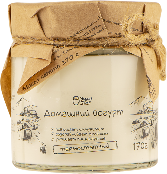 Изображение Йогурт 3,2% без сахара Йогурт Шоп домашний Йогурт шоп с/б, 170 г