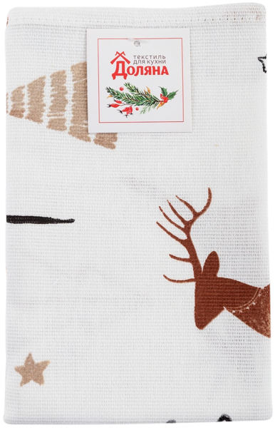 Изображение Полотенце 40*70см для кухни Доляна рождество белое Сима-Урал м/у, 1 шт
