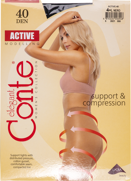 Изображение Колготки 40 ден размер 4 Конте актив неро Конте СПА м/у, 1 шт