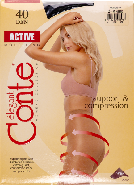 Изображение Колготки 40 ден размер 3 Конте актив неро Конте СПА м/у, 1 шт