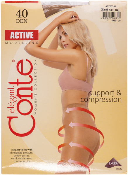 Изображение Колготки 40 ден размер 3 Конте актив натурал Конте СПА м/у, 1 шт