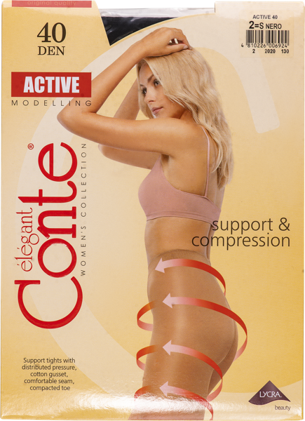 Изображение Колготки 40 ден размер 2 Конте актив неро Конте СПА м/у, 1 шт