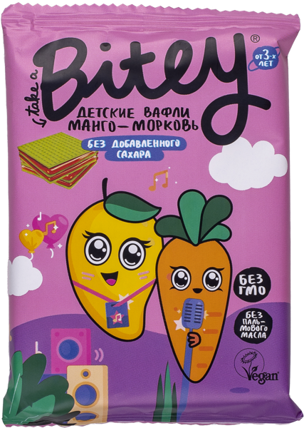 Изображение Вафли с 3 лет без сахара Байт манго морковь Биофудлаб м/у, 35 г