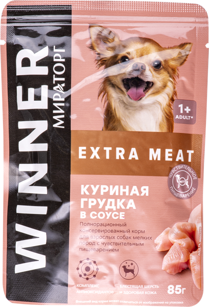Изображение Корм для собак мелких пород Мираторг куриная грудка в соусе Мираторг м/у, 85 г