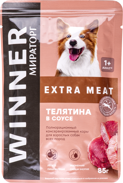 Изображение Корм Для взрослых собак Мираторг телятина в соусе Мираторг м/у, 85 г