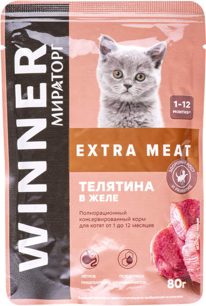 Изображение Корм для котят Мираторг телятина в желе Мираторг м/у, 80 г