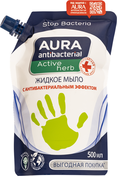 Изображение Мыло жидкое для рук Аура антибактериальное ромашка Коттон Клаб м/у, 500 мл