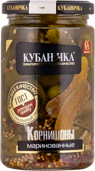 Изображение Корнишоны маринованные Кубаночка Гранд Стар с/б, 360 г