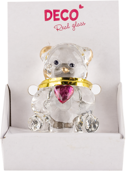 Изображение Подвеска 4см стекло Купман мишка с сердечком Купман Интернэшнл , 1 шт