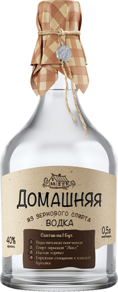 Изображение Водка Спирт Люкс 40% Питейный Дом домашняя Питейный дом с/б, 0,5 л