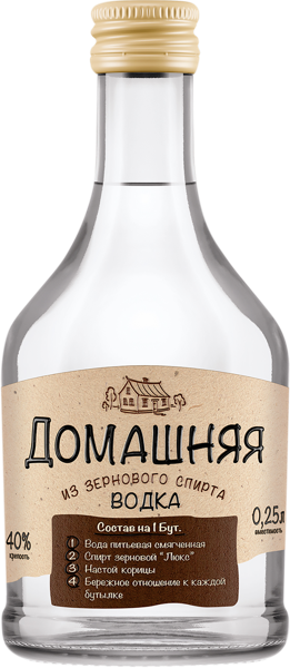 Изображение Водка Спирт Люкс 40% Питейный Дом домашняя Питейный дом с/б, 0,25 л