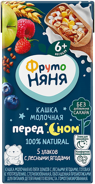 Изображение Каша с 6 мес с молоком Фрутоняня Перед сном 5 злаков лесные ягоды Прогресс т/п, 200 г