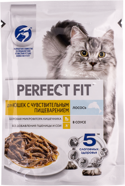 Изображение Корм для чувствительных кошек Перфект Фит лосось в соусе Марс м/у, 75 г