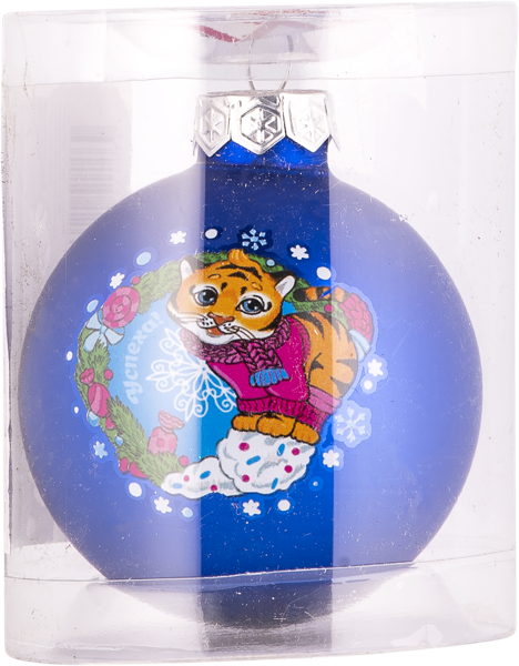 Изображение Шар 6см синий стекло Феникс Презент тигрёнок Феникс-Презент к/у, 1 шт