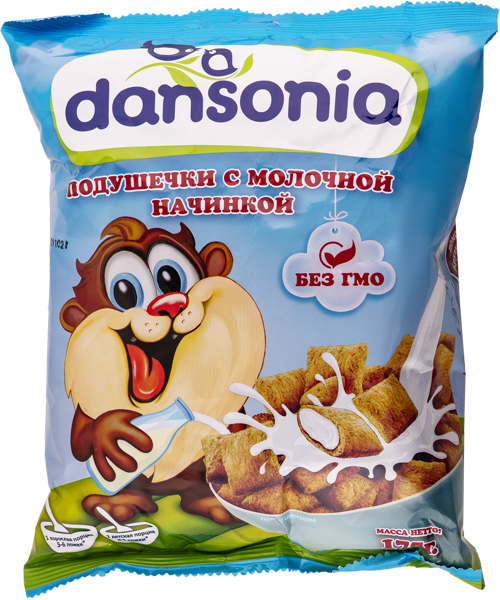 Изображение Готовый завтрак Дансония подушечки с молоком Дансония м/у, 175 г