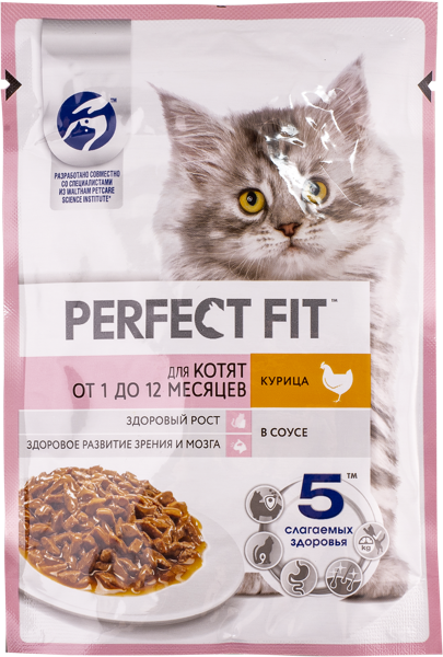 Изображение Корм для котят Перфект Фит курица в соусе Марс м/у, 75 г