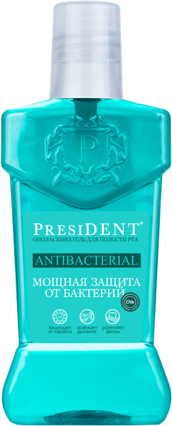 Изображение Ополаскиватель для рта Президент мощная защита от бактерий Зеленая дубрава ЗАО п/у, 250 мл