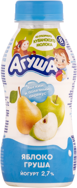 Изображение Йогурт 2,7% с 8 месяцев Агуша яблоко груша ВБД п/б, 180 мл