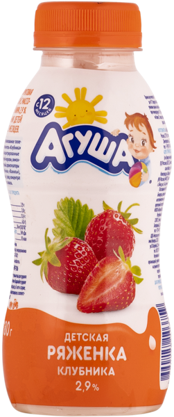 Изображение Ряженка 2,9% с 12 месяцев Агуша с клубникой ВБД п/б, 180 мл
