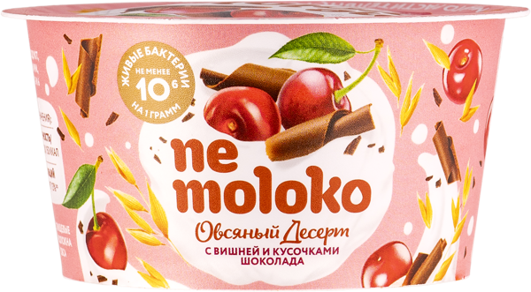 Изображение Десерт 6% овсяный Немолоко вишня кусочки шоколада Сады Придонья п/б, 130 г