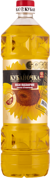 Изображение Масло подсолнечное Кубаночка нераф высший сорт Гранд Стар п/б, 1 л