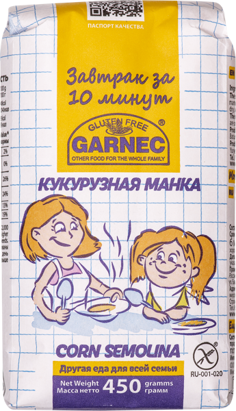 Изображение Крупа манная Гарнец Без глютена кукурузная Гарнец м/у, 450 г