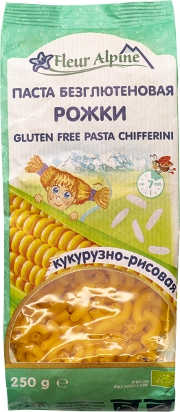 Изображение Макароны из риса кукурузы Флер Альпин БИО рожки без глютена Азиенда Агриколе м/у, 250 г