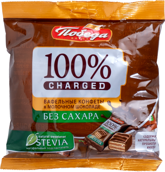 Изображение Конфеты без сахара Победа Чаржед в молочном шоколаде Победа м/у, 150 г