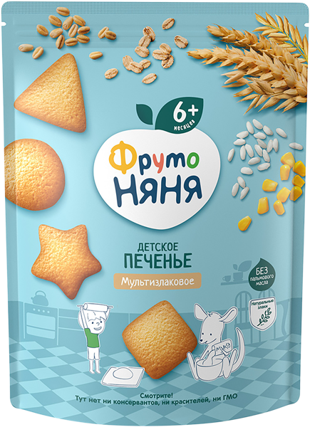 Изображение Печенье с 6 мес Фрутоняня мультизлаковое Прогресс м/у, 120 г