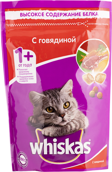 Изображение Корм для кошек Вискас Вкусные подушечки паштет говядина Марс к/у, 350 г