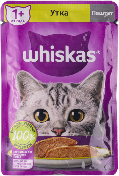 Изображение Корм для кошек Вискас паштет утка Марс м/у, 75 г