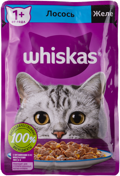 Изображение Корм для кошек Вискас желе лосось Марс м/у, 75 г