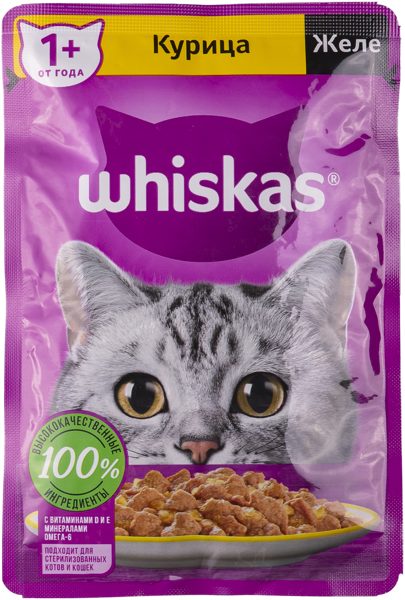 Изображение Корм для кошек Вискас желе курица Марс м/у, 75 г