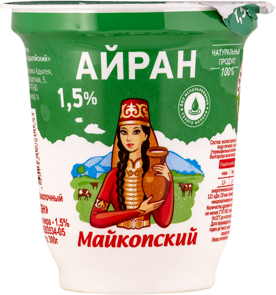 Изображение Айран 1,5% Майкопский Адыгейский МК п/б, 300 мл