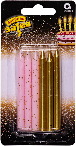 Изображение Свеча 8см для торта Веселая затея в ассортименте Веселая затея п/у, 12 шт