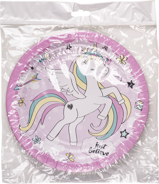 Изображение Одноразовая посуда 18см Единорог тарелки розовые НД Плэй м/у, 6 шт