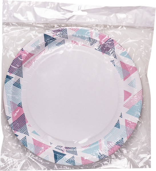 Изображение Одноразовая посуда 23см Геометрия тарелки розово-голубые НД Плэй м/у, 6 шт