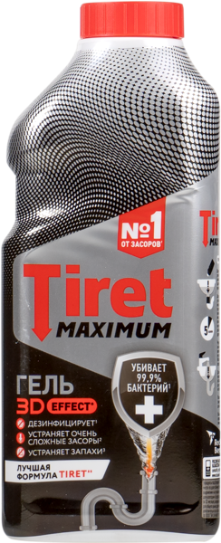 Изображение Гель от засоров Тирет максимум 3в1 3д эффект Бенкизер п/у, 465 мл