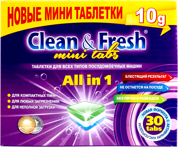 Изображение Таблетки для ПММ мини Клин энд фреш все в одном Рустабэкспорт к/у, 30 шт