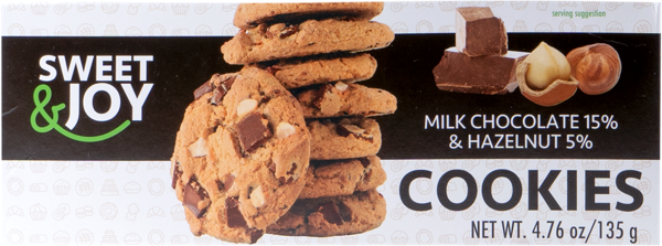 Изображение Печенье Свит энд Джой молочный шоколад фундук Свит Брендс кор, 135 г