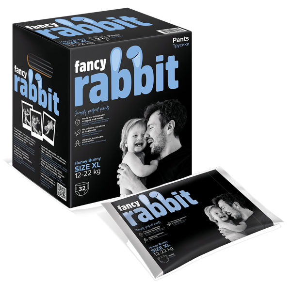 Изображение Трусики XL 12-22кг Фэнси рэббит Блэк Рэббит к/у, 32 шт