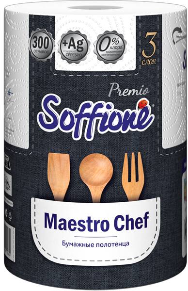 Изображение Полотенце бумажное 3х сл Соффионе маэстро шеф 150 листов Архбум м/у, 1 шт