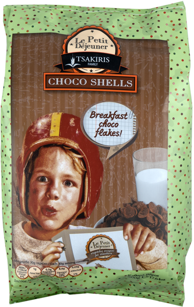 Изображение Готовый завтрак Ле Пети Дежени ракушки шоколадные Тсакирис Фэмели кор, 500 г