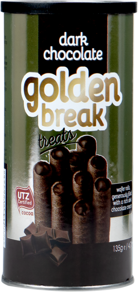 Изображение Вафельные трубочки Голден Брэйк Тритс шоколад Квартет ж/б, 135 г