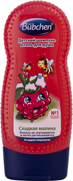 Изображение Шампунь для волос детский 3+ Бюбхен сладкая малина 2в1 Бюбхен Верк п/у, 230 мл