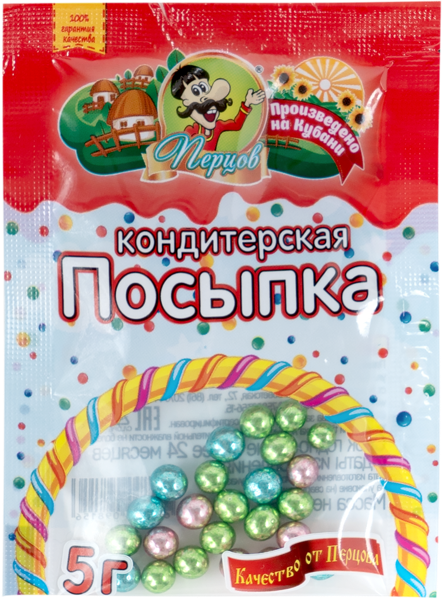 Изображение Посыпка кондитерская Перцов ассорти золото серебро ПромАгроПак м/у, 5 г