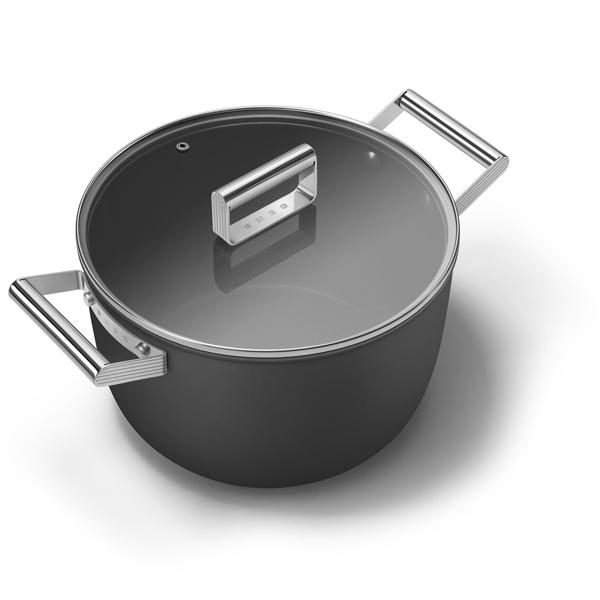 Изображение Кастрюля 26см черная матовая Смег нерж сталь с крышкой Смег к/у, 1 шт