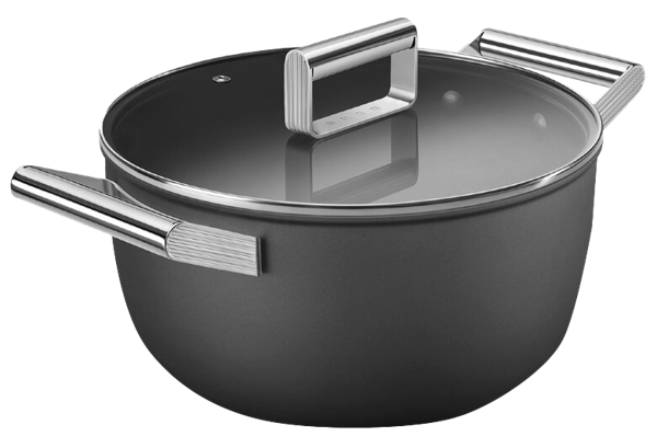 Изображение Кастрюля 24см черная матовая Смег нерж сталь с крышкой Смег к/у, 1 шт