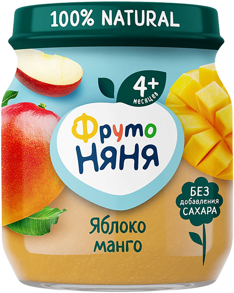 Изображение Пюре фруктовое с 6 мес Фрутоняня яблоко манго Прогресс с/б, 100 г